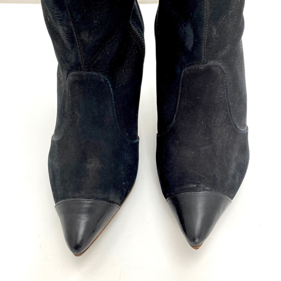 Sophia Webster Hallie Nubuck Leather Over the Knee Heel Boot in Black - Picture 4 of 16